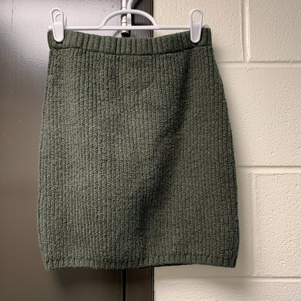 Dark Forest Green Sweater Pencil Skirt